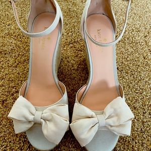 Kate Spade Brooke Ivory Bow Wedge Espadrilles